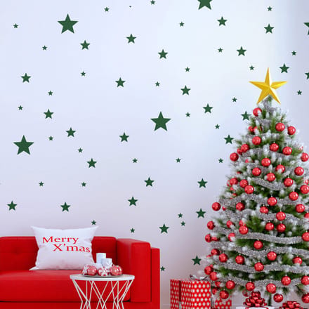Set van 130 sterrenstickers - 55x100cm - groen - kerststickers - feestdecoraties