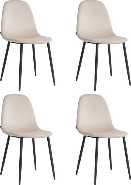 Lina® Napoli Eetkamerstoelen - Cream - Set van 4 - Fluweel - Velvet