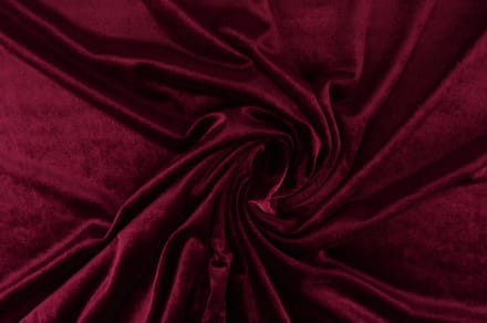 35 meter stretch fluweel - Wijnrood - 93% polyester - 7% elastaan