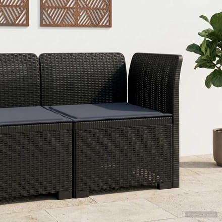 vidaXL - Eén-zits - Tuin - Sofa - met - Kussen - Rieten - Look - PP - Antraciet
