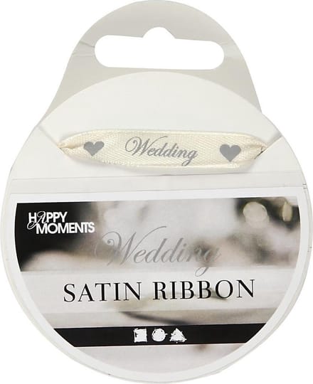 Satijnlint, B: 10 mm, off-white, 8 m/ 1 rol