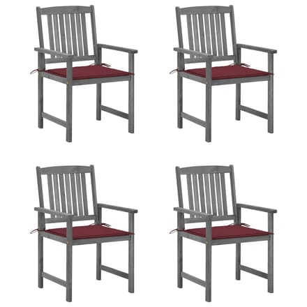 vidaXL - Tuinstoelen - 4 - st - met - kussens - massief - acaciahout - grijs