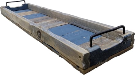 Houten dienblad 78cm langwerpig houten dienblad blauwtint | GerichteKeuze