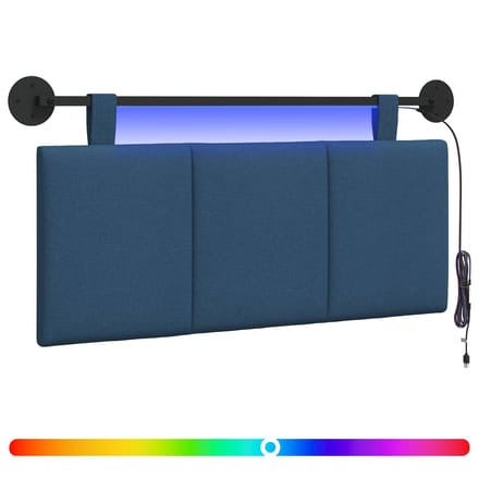 vidaXL - Hangend - hoofdbord - Met - LED-verlichting - Blauw - Stof