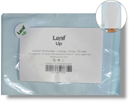 LeafUp® Wegwerp Washandjes – met plastic binnenlaag – Droog - 50 stuks (B)