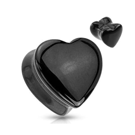 12 mm Double-flared plug zwart hart steen