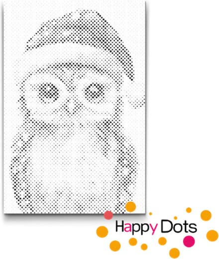 HappyDots DOT Painting Uil met Kerstmuts - Stippelschilderij 40x60cm