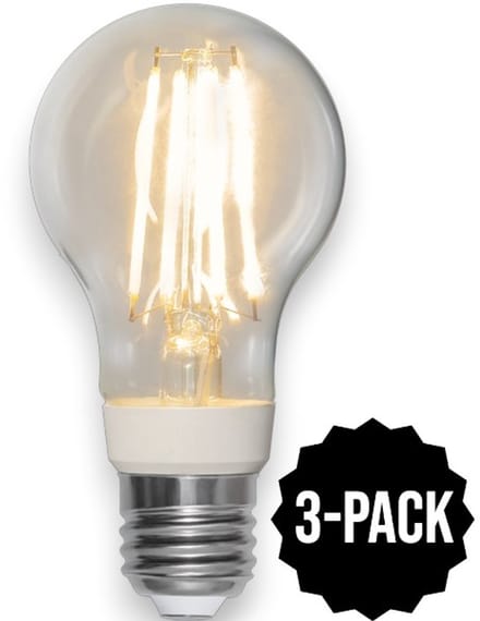 3-Pack | LED lamp met sensor - E27 - 8W - Extra Warm Wit - 2700K - Filament - Helder