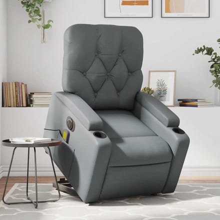 Vidaxl Opvouwbare Sta-Op Fauteuil Met Massage, Elektrisch, Grijs