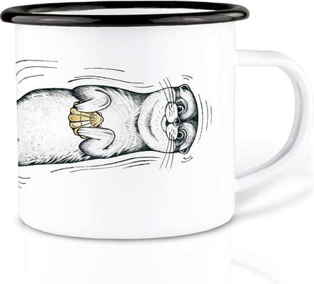 Handgemaakte emaille mok Clam 300ml