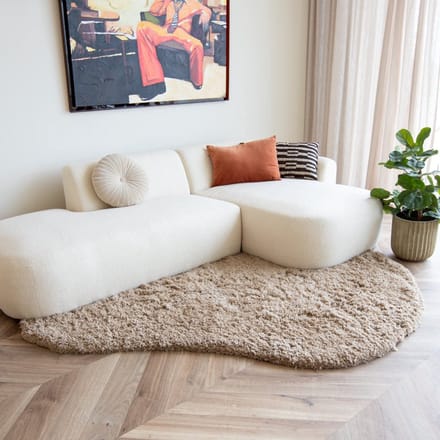 Organisch hoogpolig vloerkleed Pilo taupe polyester Interieur05 - 160 x 230 cm - (M)