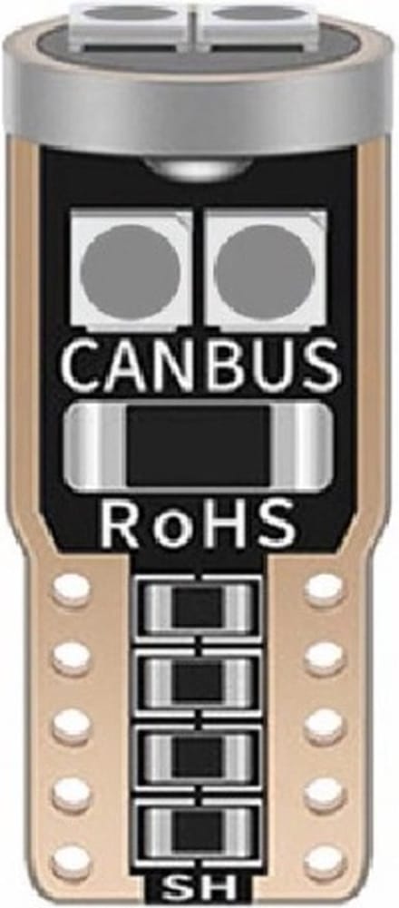 2x T10 LED - CANBUS - Extra fel - 6SMD - 12V - Blauw