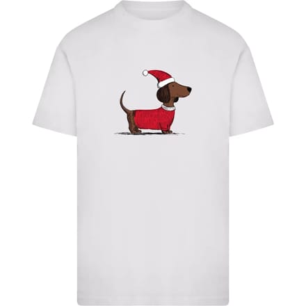 Mister Tee - Christmas Dackel Heren Tshirt - L - Wit