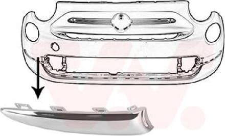 Fiat 500, 2015 - - voorbumperlijst, chroom, rechts