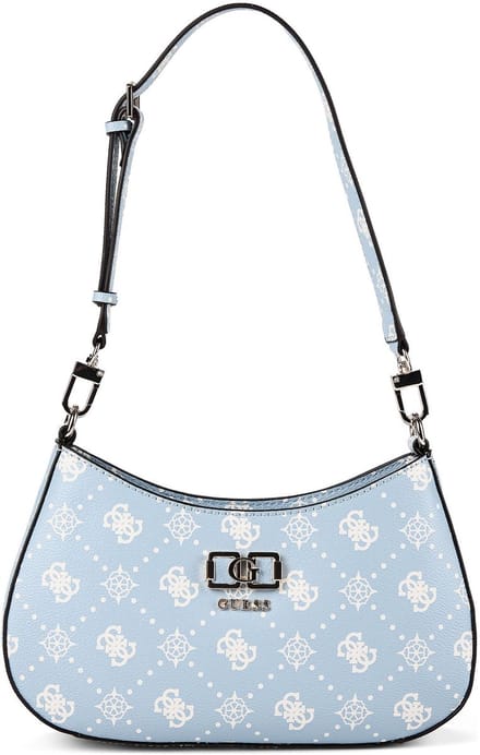 GUESS schoudertas Emelie Logo Top Zip Shoulder Bag Light Blue Logo Lichtblauw