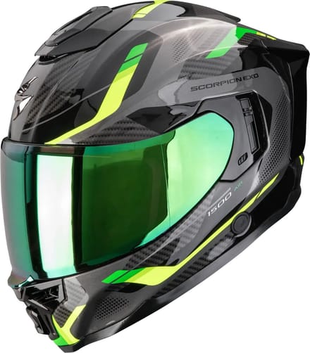 Scorpion EXO-1500 Sleek Black Green - Integraalhelm - Maat XS - Motorhelm - ECE 22-06 gekeurd