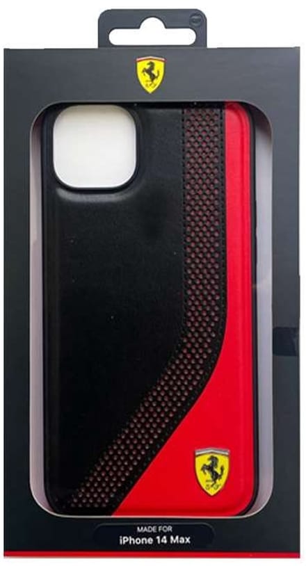 Ferrari Back cover - iPhone 14 Plus & 15 Plus - Zwart - Slank & Schokbestendig - Carbonlook