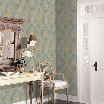 Barok behang noorwall blauw/groen goud CH28248