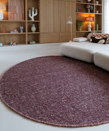 Rond wollen vloerkleed - Silvull bordeauxrood 200