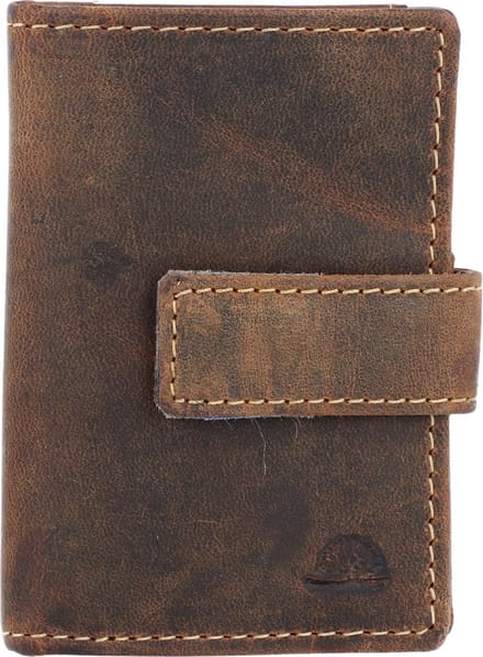 Vintage pas-clip houder - RFID - Bruin - Leer