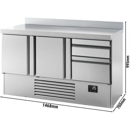 GGM Gastro Koelwerkbank PREMIUM PLUS - 1460x700mm - met 2 deuren - met 2 lades - met opstand