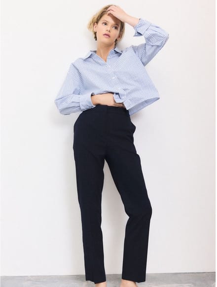 Next - Dames - Nauwsluitende, op maat gemaakte broek van wol - Blauw