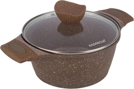 Kookpan - Steelpan - Gezond Koken - Antiaanbaklaag - 24 cm - Bruin