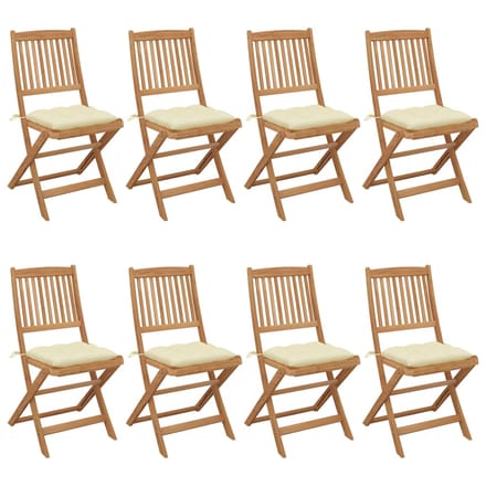 vidaXL - Inklapbare - stoelen - 8 - st - met - kussens - massief - acaciahout