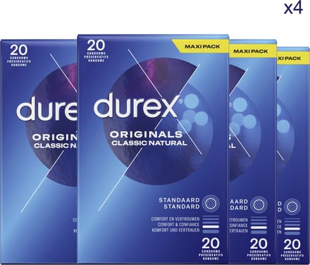 Durex - Condooms - Classic Natural - 4 x 20 stuks - Voordeelverpakking