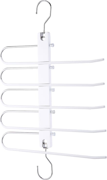 Behave Ruimtebesparende Kledinghanger - Kledinghangers - Kapstok - Broekhanger - Antislip - Wit - 5 Haken