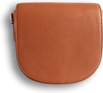 Pia Ries - ELLA |  Crossbody / Schoudertas Rond met overslag |  Cognac