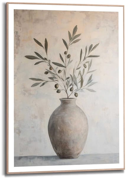 Schilderij Olijven op Vaas - 70 x 50 - Hout - REINDERS