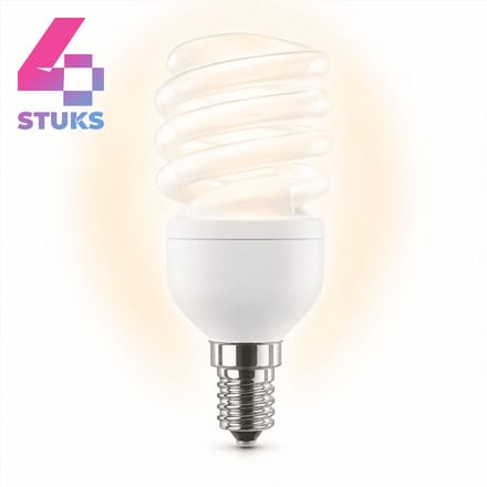 4x Spiraal Spaarlamp E14 - 11W - Daglicht (6400K) - 550 lm - 10 jaar - Niet Dimbaar