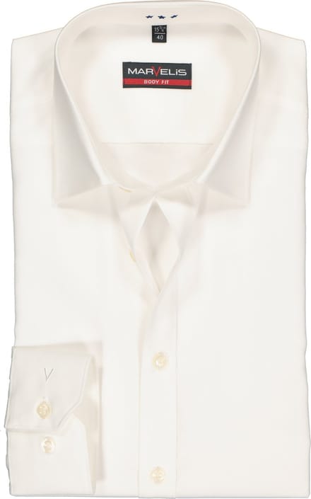 MARVELIS body fit overhemd - beige - Strijkvriendelijk - Boordmaat: 41