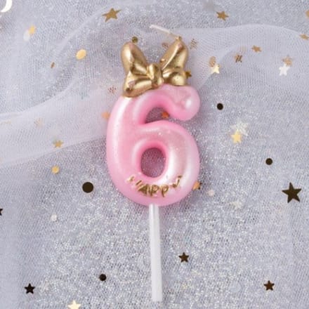DW4Trading Verjaardagskaars 6 Happy Roze - Cijferkaars - Taartversiering