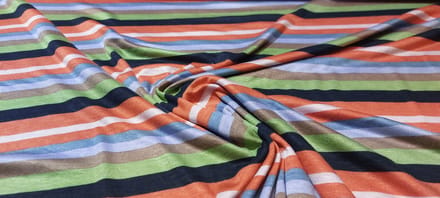 Viscose Tricot Stof Bedrukt - Strepen Multicolor - 1 Meter