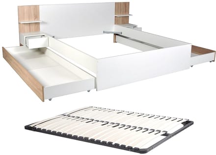 Vente-unique Bedframe hout natuurlijk licht, wit 160 x 200 cm