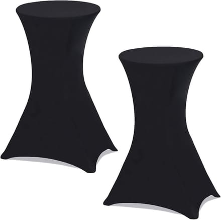 Set van 2 zwarte stretch hoezen voor hoge bistrotafels (105 cm)