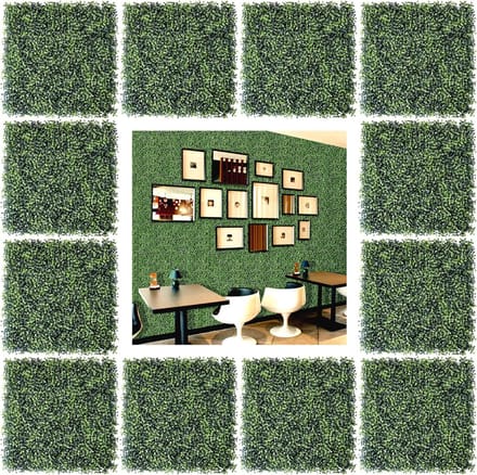 Kunstgras Panelen - Buxus Muur - Tuin Decoratie - UV Bestendig - 12 Stuks - Groen