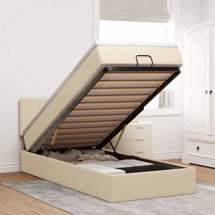 vidaXL - Bed - met - matras - 100x200 - cm - stof - crèmekleurig