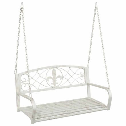 vidaXL - Schommelbank - Staal - 110,5 - x - 59 - x - 55 - cm - Antiek - wit