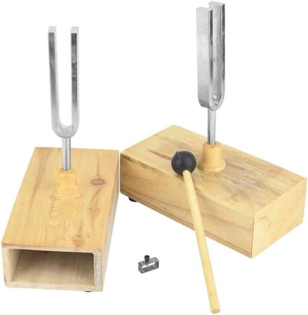 Tuning Fork 440Hz met Houten Resonatorbox en Knockerd - Perfect voor Experimenten en Geluidsanalyse
