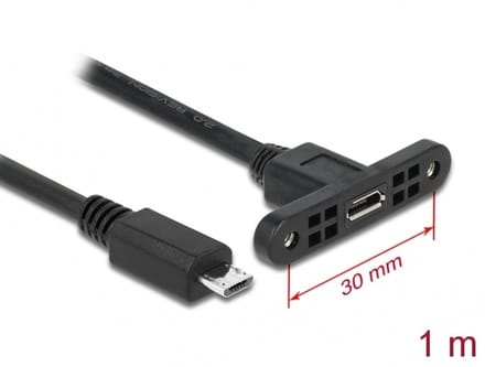 Delock Cable USB 2.0 Micro-B female panel-mount > USB 2.0 Micro-B male 1 m