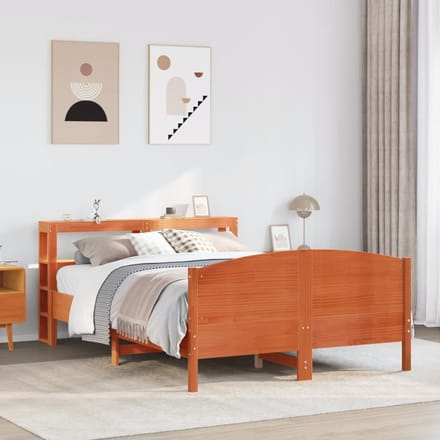 vidaXL - Bedframe - zonder - matras - massief - grenenhout - wasbruin - 150x200 - cm
