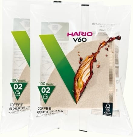 Hario Koffiefilters V60 02 - Bruin (100 stuks) 2-Pack
