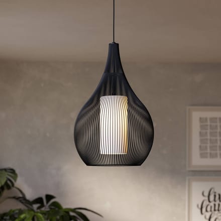 EGLO Razoni 1 Hanglamp - E27 - Ø 42,5 cm - Zwart|Wit - Staal|Glas