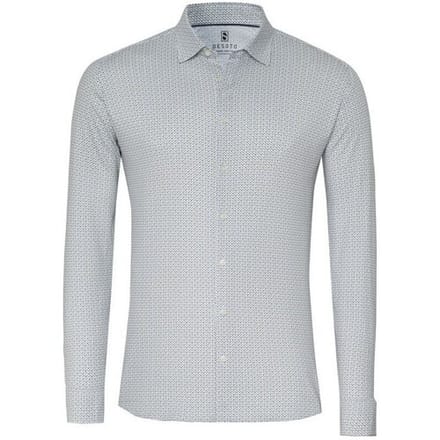 Desoto Overhemd Allover Minimal Pattern Casual Kent Wit-Groen / male