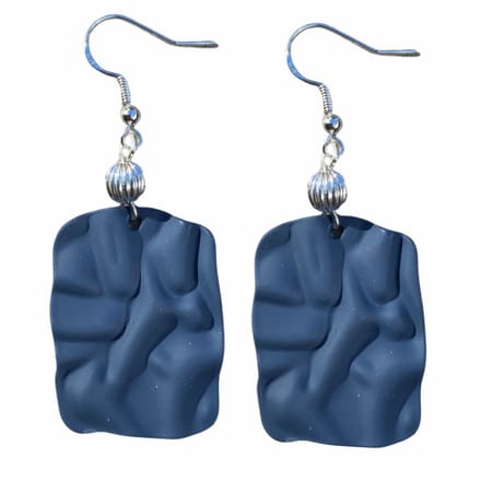 Zilveren blauwe oorbellen Satijn - Charme Bijoux