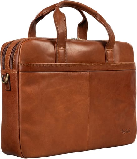 Tony Perotti Leren Laptoptas 14 inch 2vaks - Donkerbruin
