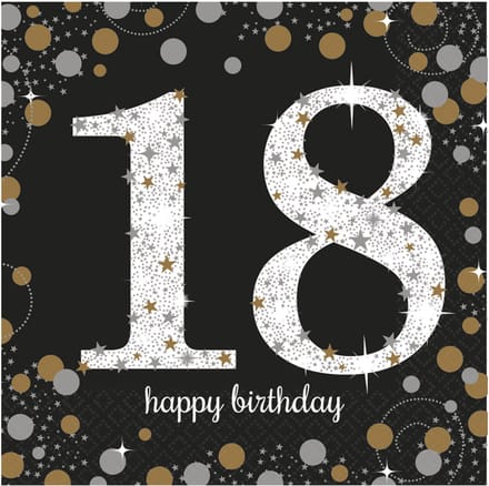 Amscan - Sparkling Celebrations - Servetten 18 Goud (16 stuks)